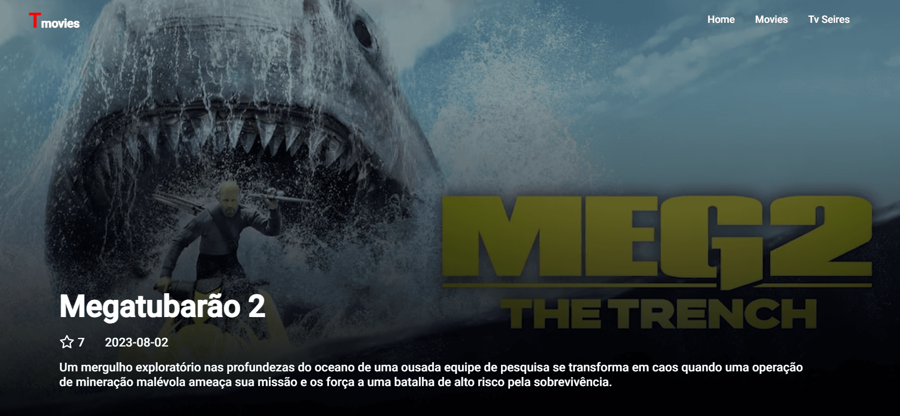 TmoviesEste é um projeto pessoal que criei para aprimorar minha habilidades com React.js. É um site de filmes e séries, onde mostra os trailers dos filmes e séries que já lançaram e que vão lançar! e para o deploy Netlify