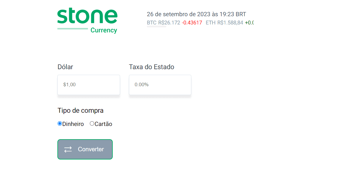 Stone CurrencyEste é um desafio da empresa Stone que esta disponivel em um repo de desafios para devs!