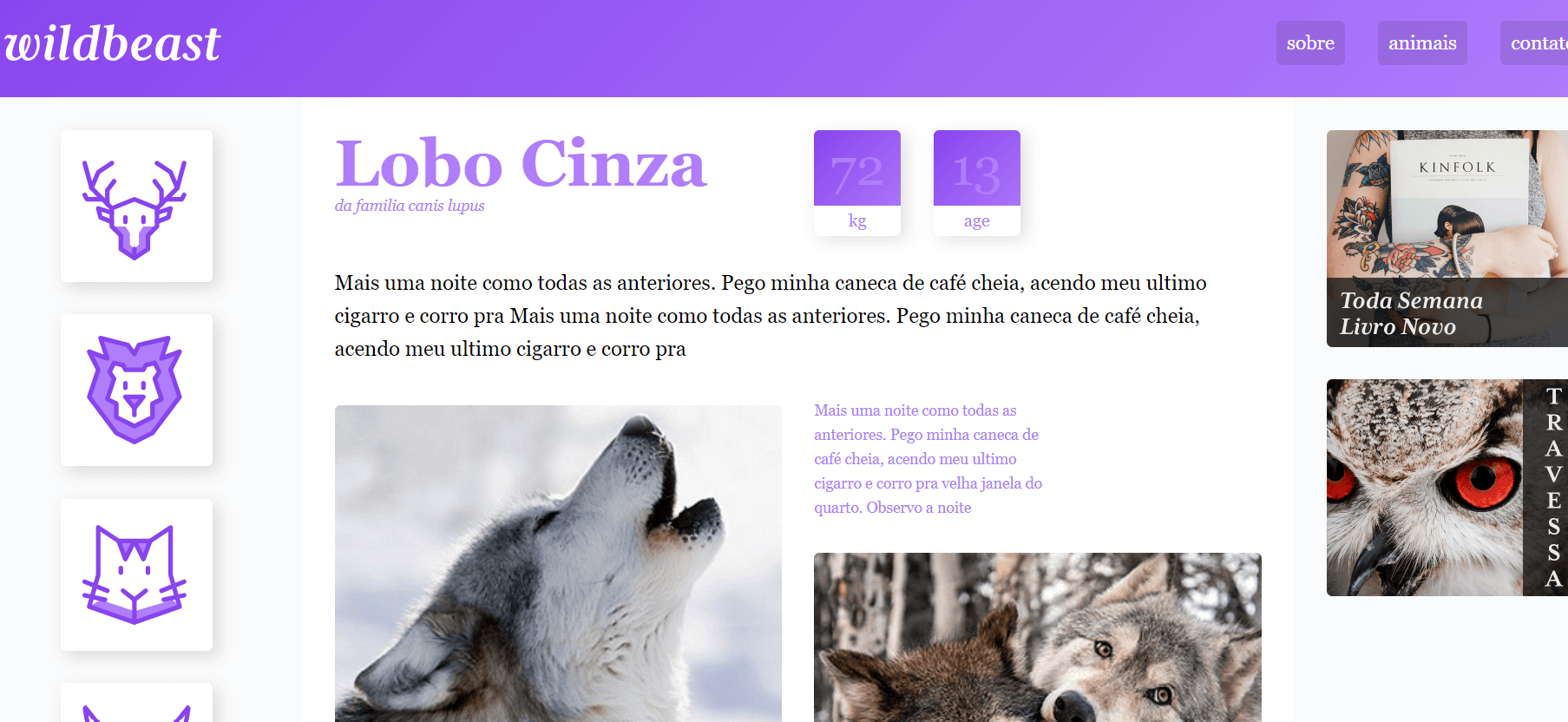 WildbeastEste é um projeto feito com o curso, flex-grid da origamid!